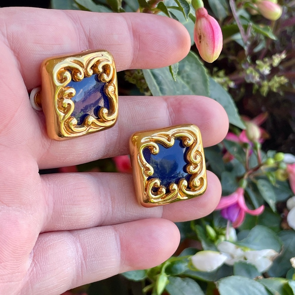 Vintage Signed Gold-tone Earrings